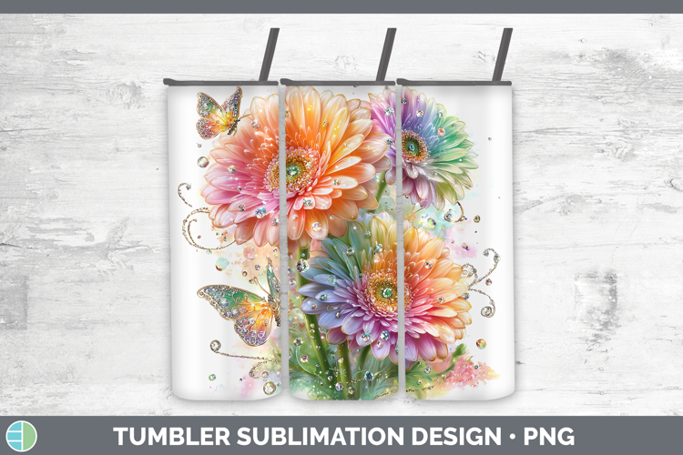 Flowers 02 Rainbow Summer Gerbera Daisy Tumbler Sublimation