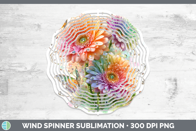 Flowers 02 Rainbow Summer Gerbera Daisy Wind Spinner Sublima