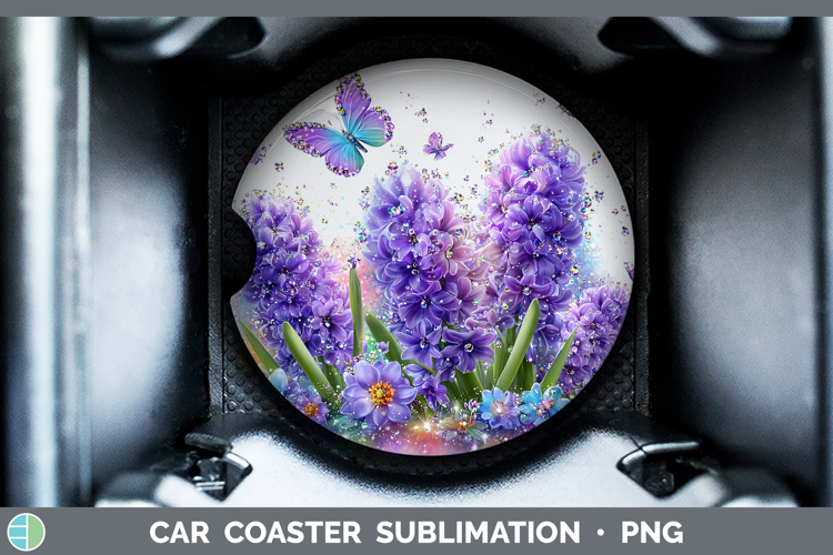 Flowers 02 Rainbow Summer Hyacinth Car Coaster Sublimation