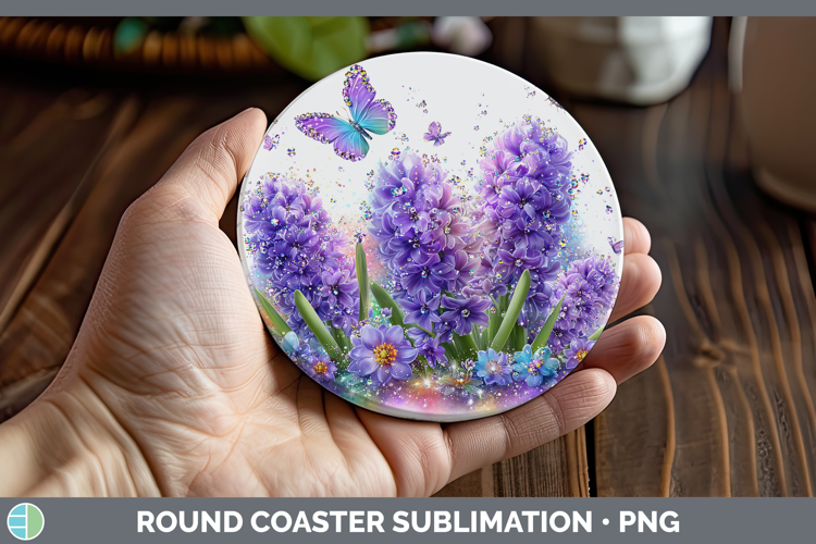 Flowers 02 Rainbow Summer Hyacinth Round Coaster Sublimation
