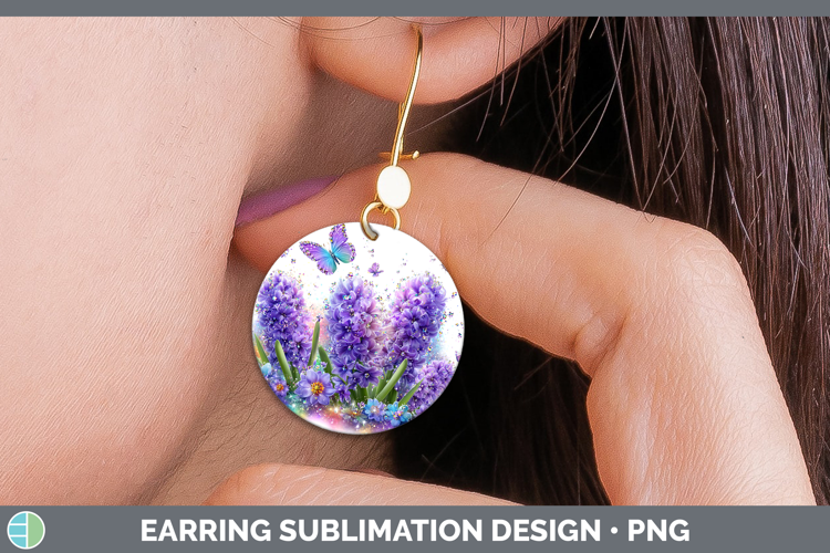 Flowers 02 Rainbow Summer Hyacinth Round Earrings Sublimatio