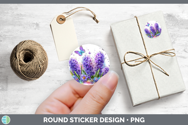 Flowers 02 Rainbow Summer Hyacinth Stickers | Round Labels D