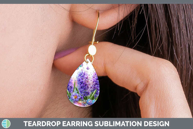 Flowers 02 Rainbow Summer Hyacinth Teardrop Earrings Sublima