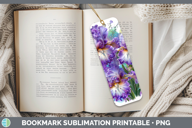 Flowers 02 Rainbow Summer Iris Bookmark Sublimation Printabl