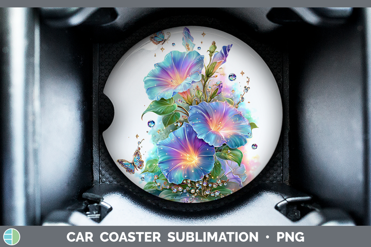 Flowers 02 Rainbow Summer Morning Glory Car Coaster Sublimat