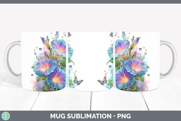 Flowers 02 Rainbow Summer Morning Glory Mug Wrap Sublimation