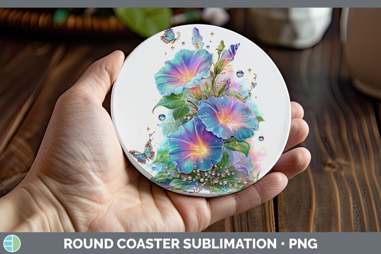 Flowers 02 Rainbow Summer Morning Glory Round Coaster Sublim