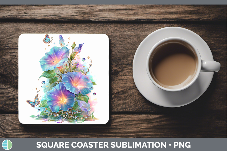 Flowers 02 Rainbow Summer Morning Glory Square Coaster Subli
