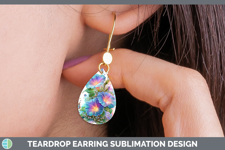 Flowers 02 Rainbow Summer Morning Glory Teardrop Earrings Su