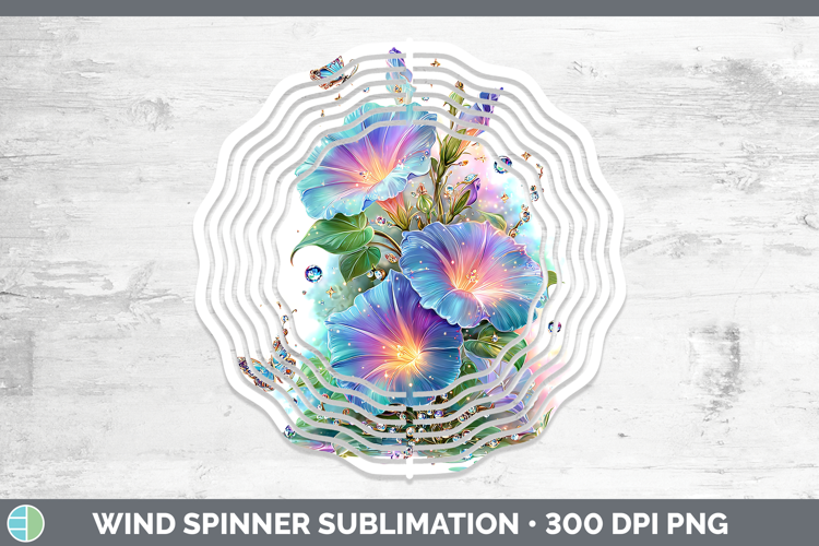 Flowers 02 Rainbow Summer Morning Glory Wind Spinner Sublima