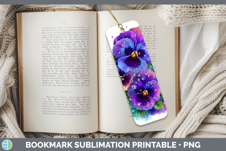 Flowers 02 Rainbow Summer Pansy Bookmark Sublimation Printab
