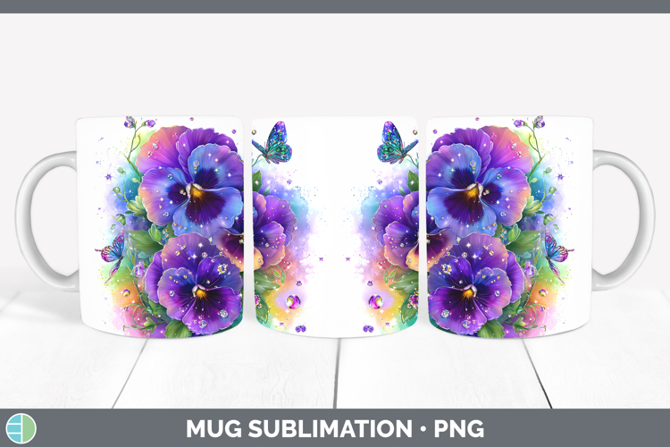Flowers 02 Rainbow Summer Pansy Mug Wrap Sublimation Coffee