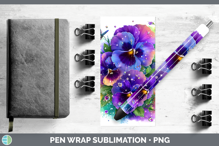 Flowers 02 Rainbow Summer Pansy Pen Wrap Sublimation Pen Des