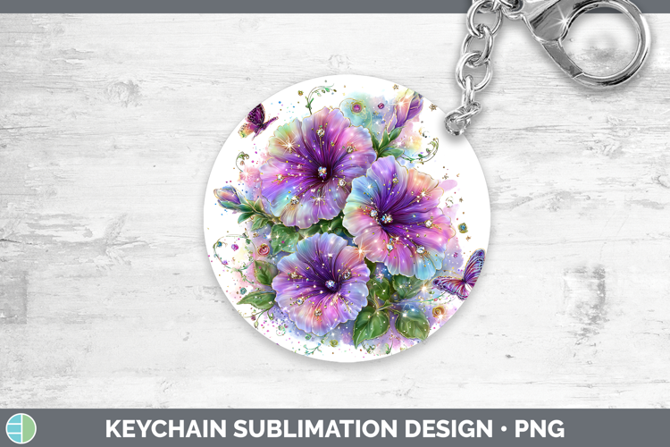 Flowers 02 Rainbow Summer Petunia Keychain Sublimation Keyri