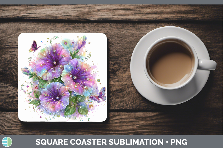 Flowers 02 Rainbow Summer Petunia Square Coaster Sublimation