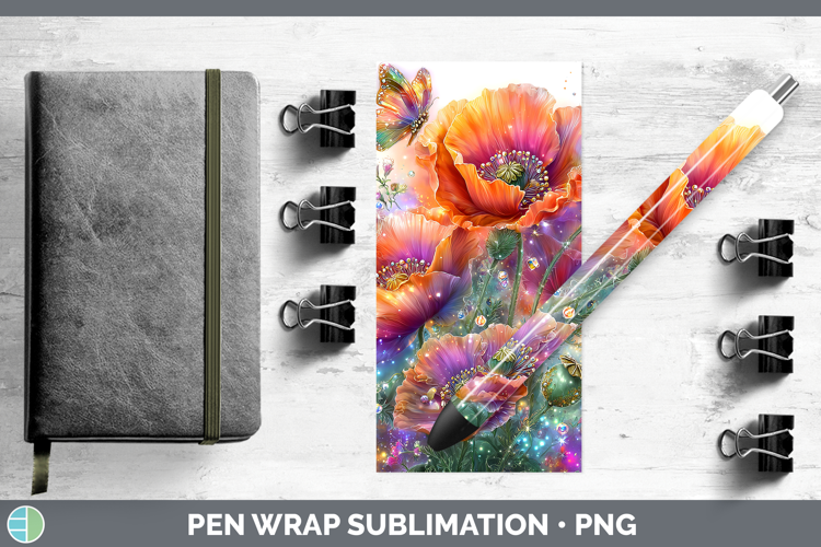 Flowers 02 Rainbow Summer Poppy Pen Wrap Sublimation Pen Des