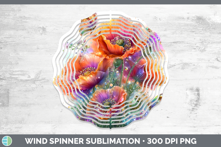 Flowers 02 Rainbow Summer Poppy Wind Spinner Sublimation Spi