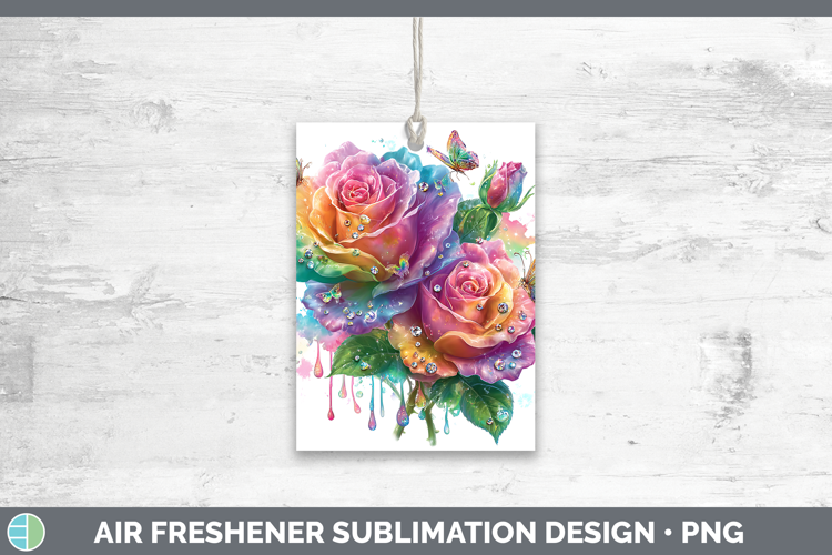Flowers 02 Rainbow Summer Rose Air Freshener Sublimation Car