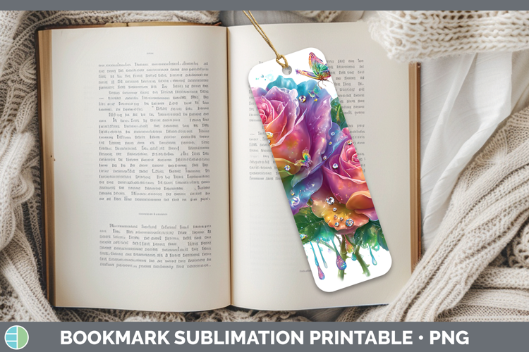 Flowers 02 Rainbow Summer Rose Bookmark Sublimation Printabl