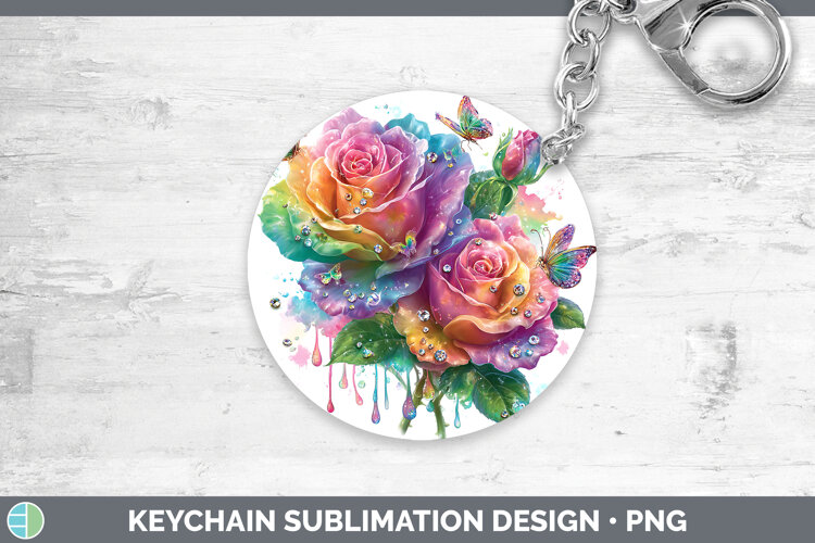GorgeousFlowers 02 Rainbow Summer Keychain design.