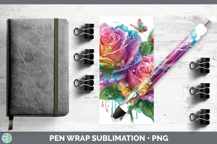Flowers 02 Rainbow Summer Rose Pen Wrap Sublimation Pen Desi