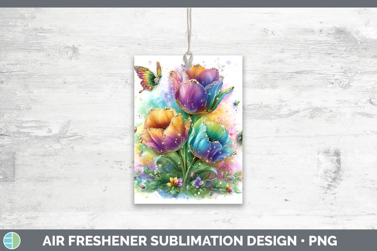 Flowers 02 Rainbow Summer Tulip Air Freshener Sublimation Ca