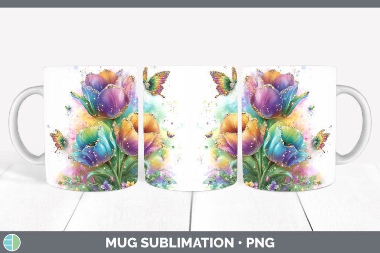 GorgeousFlowers 02 Rainbow Summer Mug Wrap design.