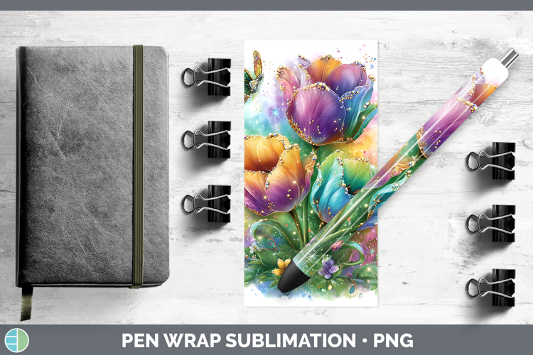 Flowers 02 Rainbow Summer Tulip Pen Wrap Sublimation Pen Des