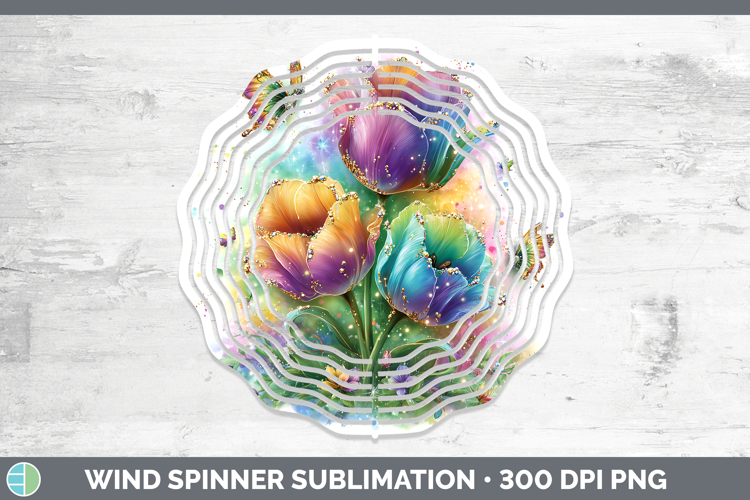Flowers 02 Rainbow Summer Tulip Wind Spinner Sublimation Spi