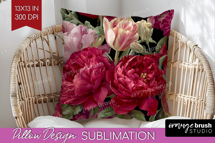 Floral Pillow Sublimation - Sping Flowers Pillow Cover PNG