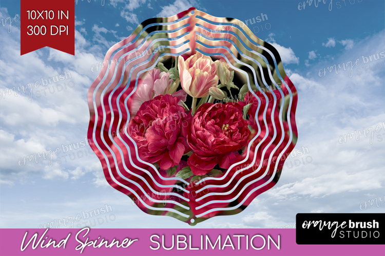 Floral Wind Spinner Sublimation PNG - Sping Flowers Round