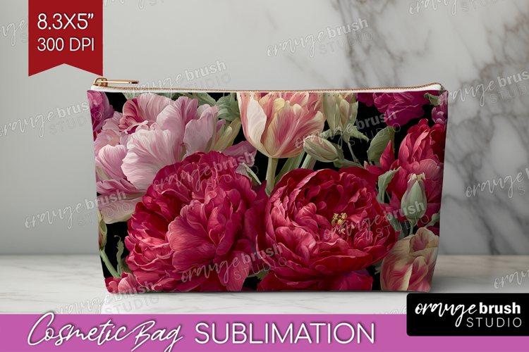 Floral Cosmetic Bag - Sping Flowers Makeup Bag PNG