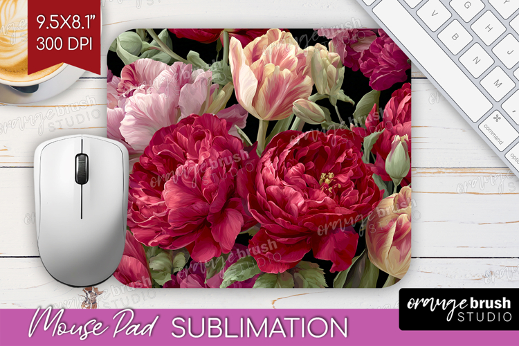 Floral Mouse Pad Sublimation - Sping Flowers Mousepad PNG