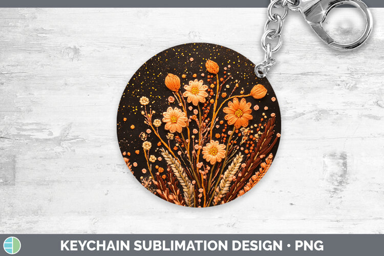GorgeousFlowers 03 Embroider Keychain design.