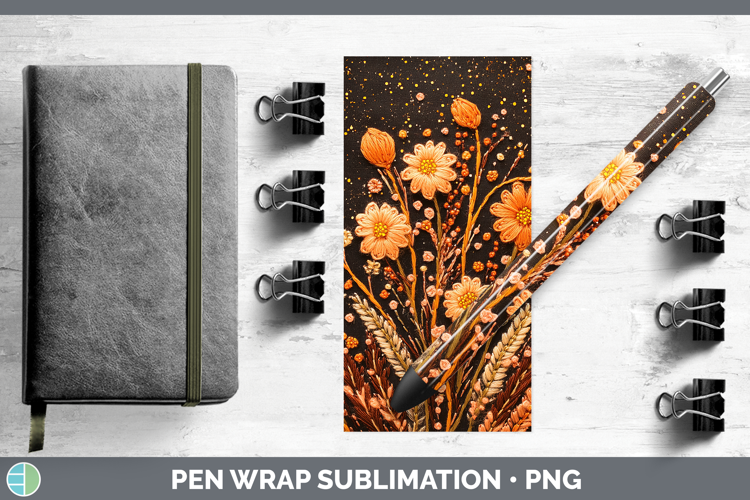 Flowers 03 Embroider Acacia Pen Wrap Sublimation Pen Designs
