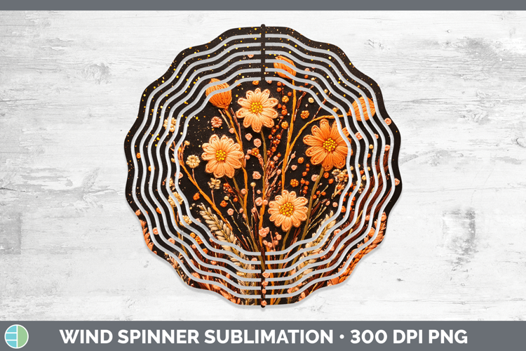 Flowers 03 Embroider Acacia Wind Spinner Sublimation Spinner