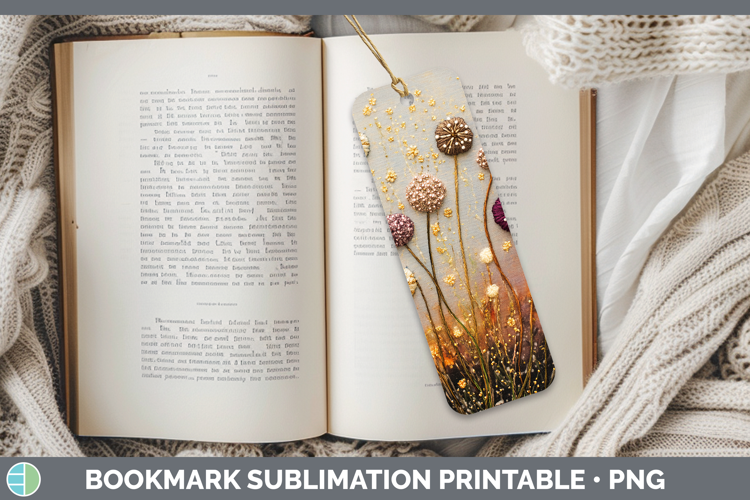 Flowers 03 Embroider Allium Bookmark Sublimation Printable D