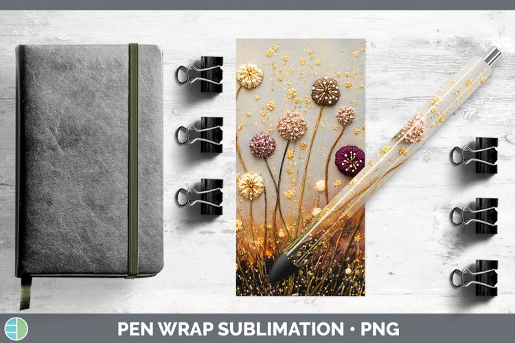 Flowers 03 Embroider Allium Pen Wrap Sublimation Pen Designs