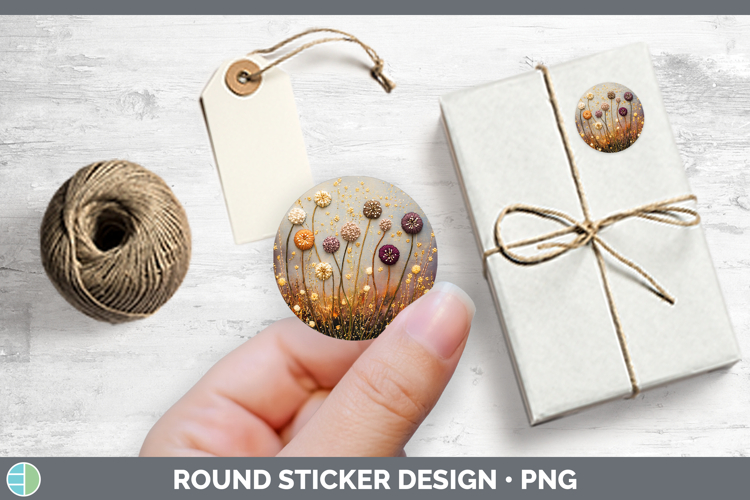 Flowers 03 Embroider Allium Stickers | Round Labels Designs