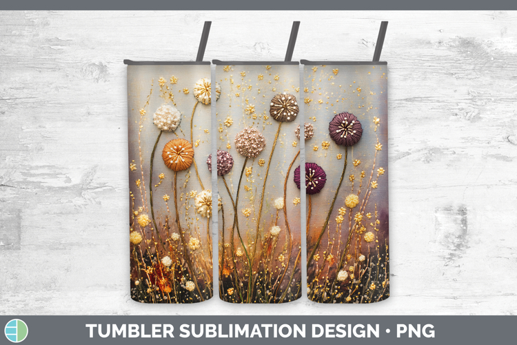 Flowers 03 Embroider Allium Tumbler Sublimation 20 oz Skinny