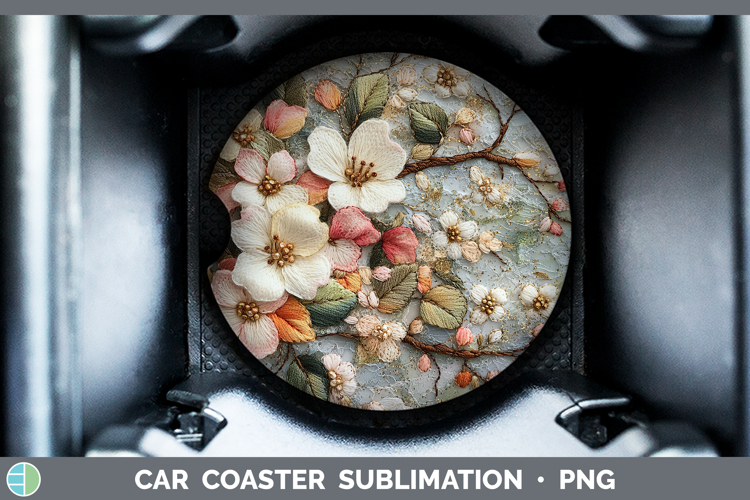 Flowers 03 Embroider Apple Blossom Car Coaster Sublimation