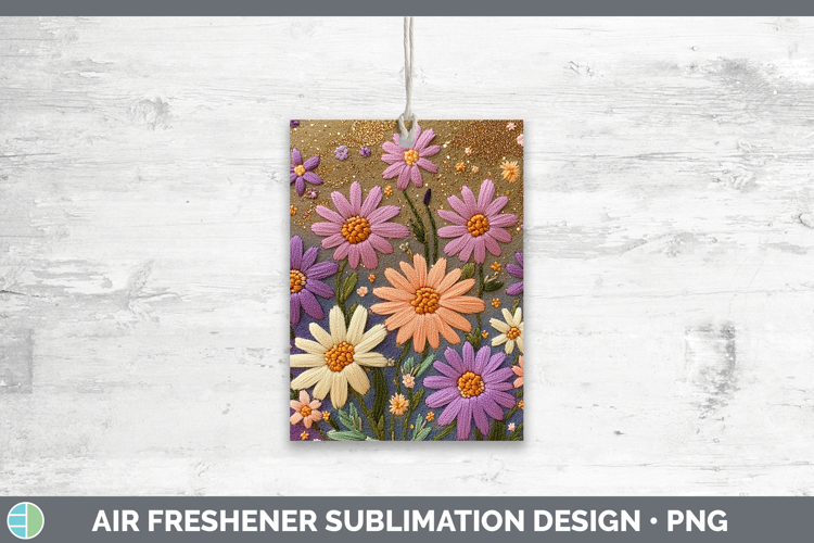 Flowers 03 Embroider Aster Air Freshener Sublimation Car Fre