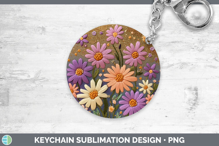 GorgeousFlowers 03 Embroider Keychain design.