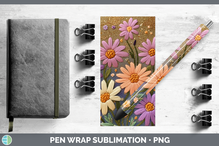 Flowers 03 Embroider Aster Pen Wrap Sublimation Pen Designs