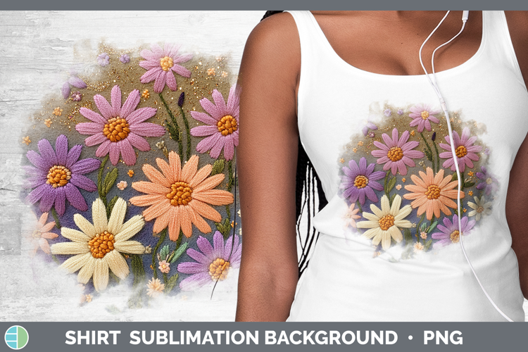 Flowers 03 Embroider Aster Shirt Sublimation Sublimation Bac