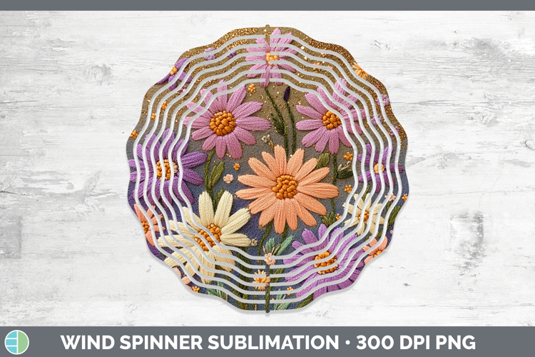 Flowers 03 Embroider Aster Wind Spinner Sublimation Spinner