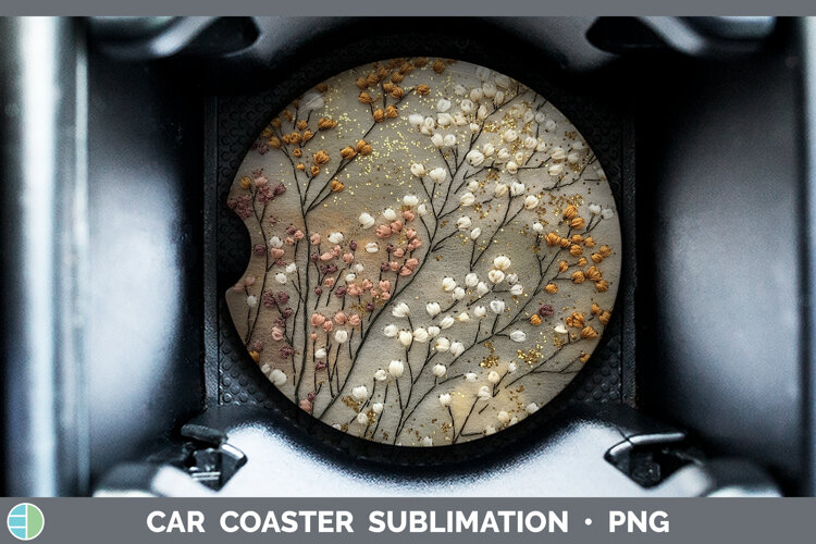 GorgeousFlowers 03 Embroider Car Coaster design.