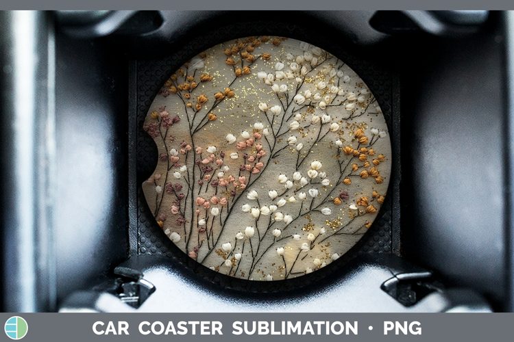 Flowers 03 Embroider Babys Breath Gypsophila Car Coaster Sub