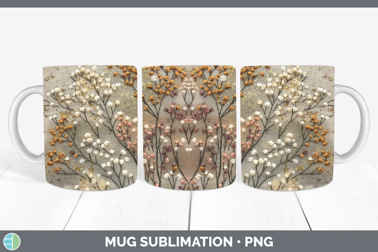 GorgeousFlowers 03 Embroider Mug Wrap design.
