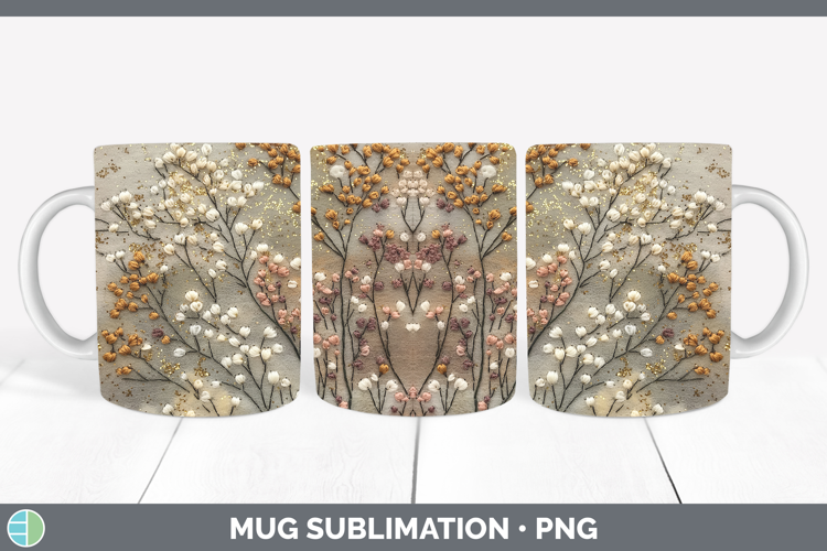 Flowers 03 Embroider Babys Breath Gypsophila Mug Wrap Sublim